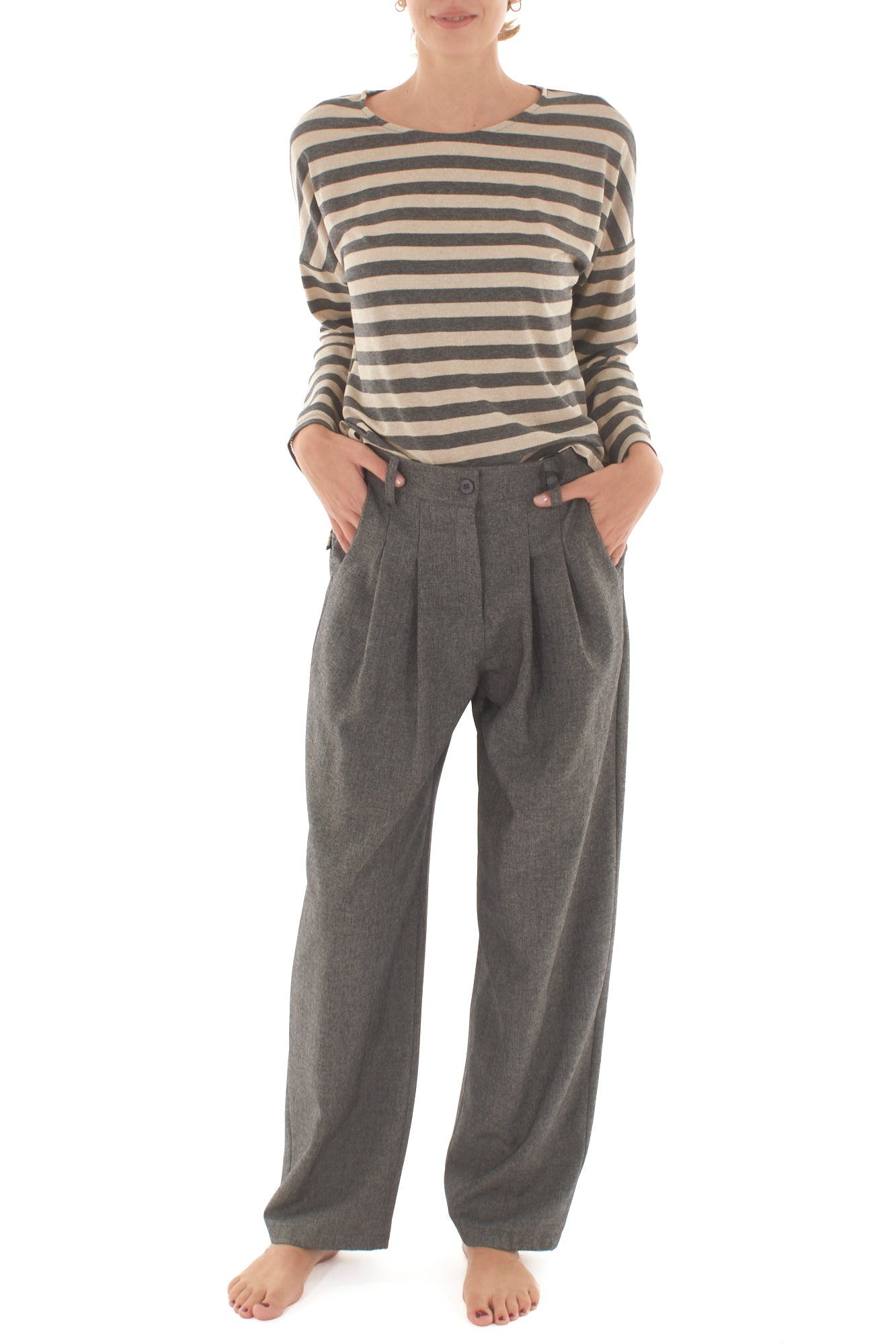 Maglia rigata con lurex Metoo- Nero