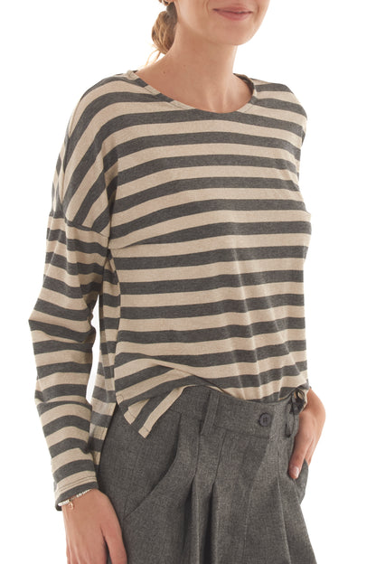 Maglia rigata con lurex Metoo- Nero