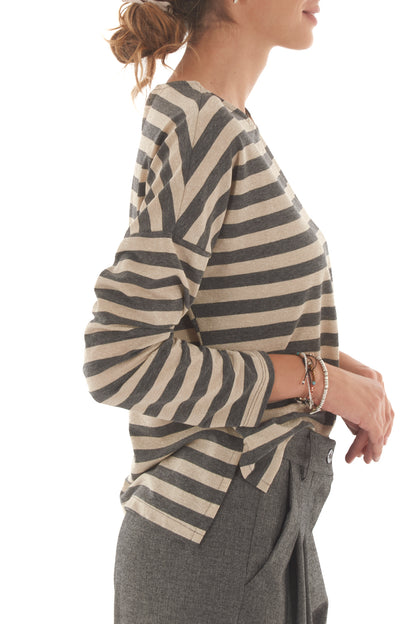 Maglia rigata con lurex Metoo- Nero