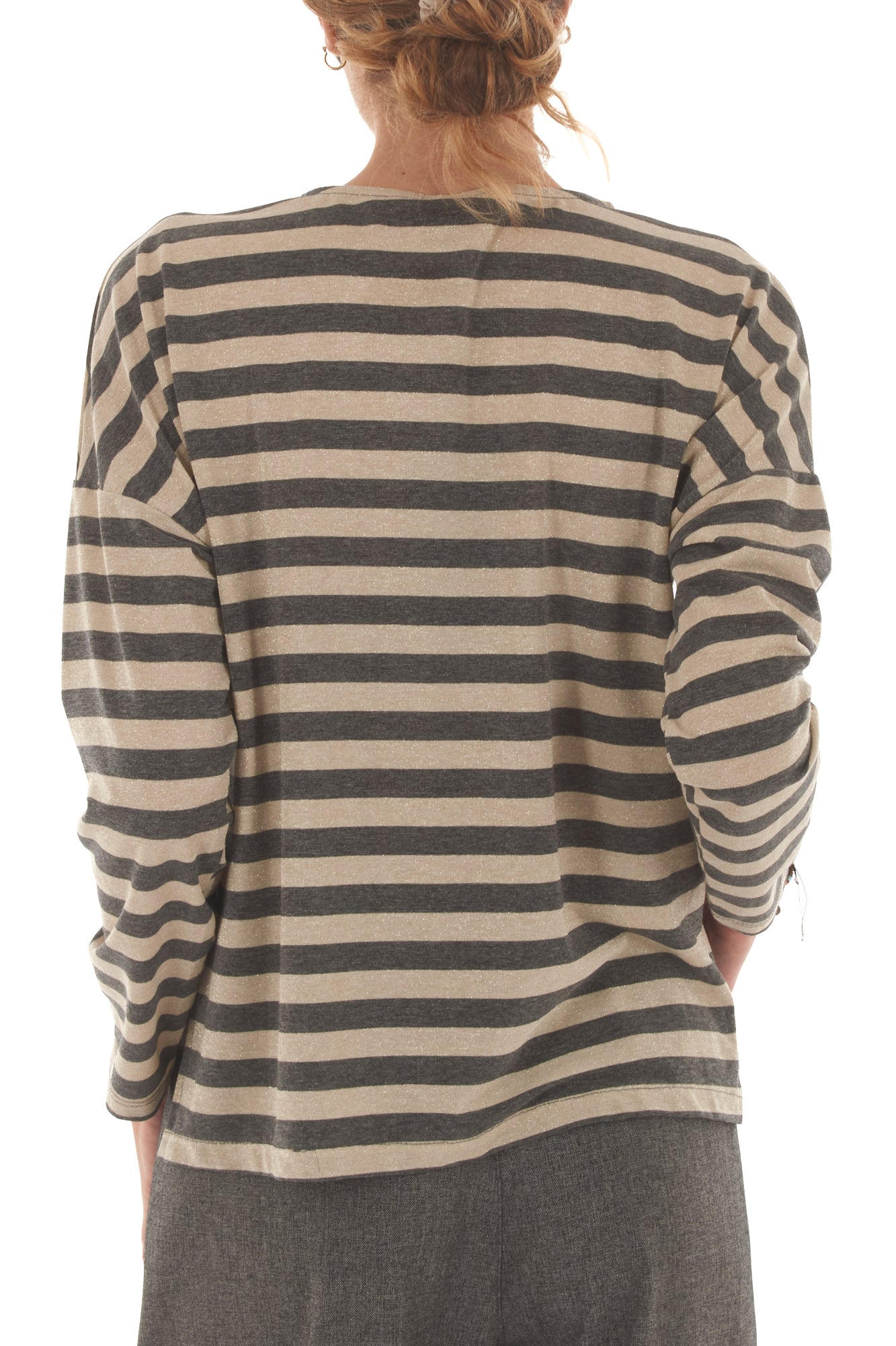 Maglia rigata con lurex Metoo- Nero