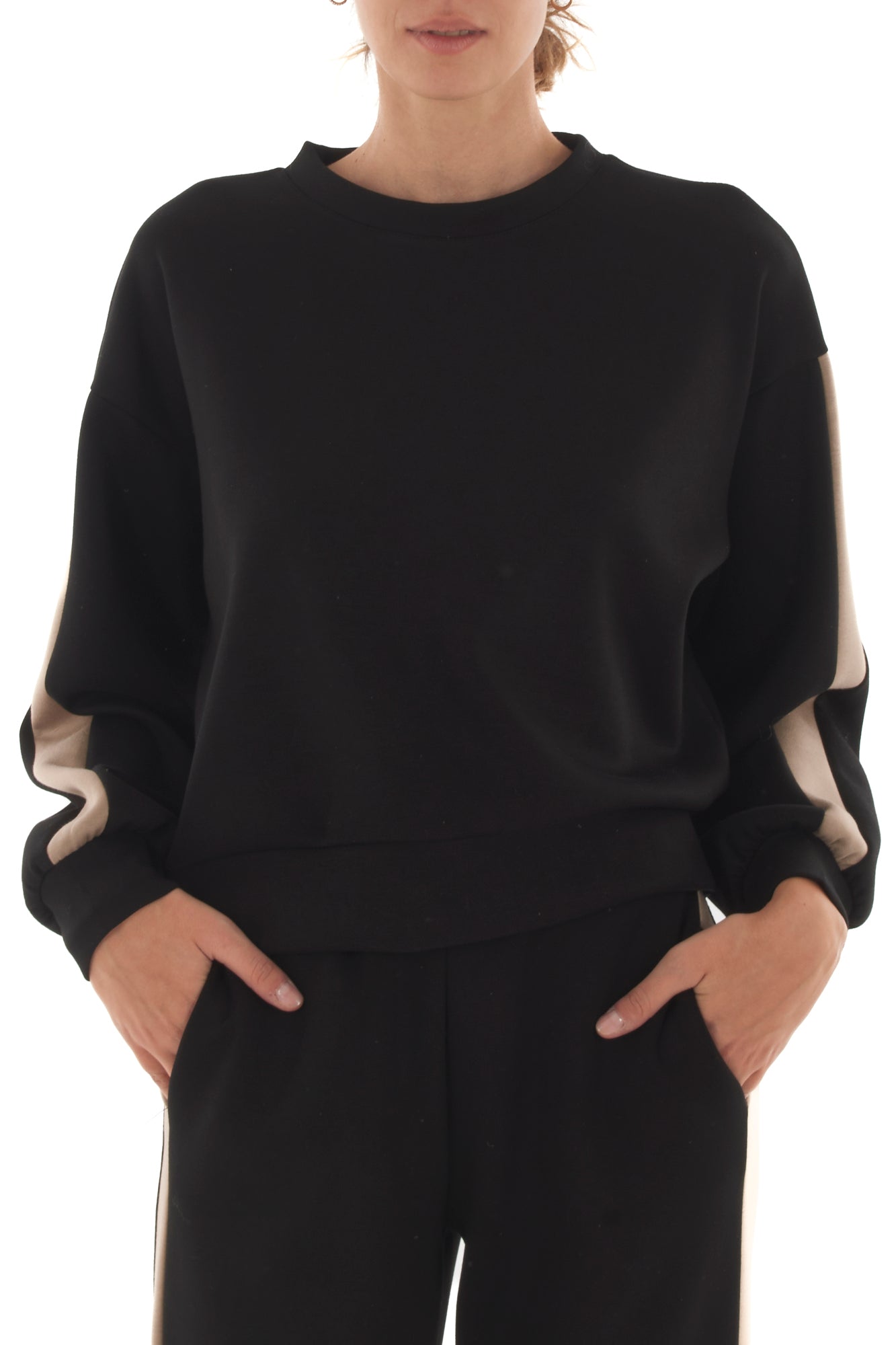 Felpa con banda laterale Metoo - Nero