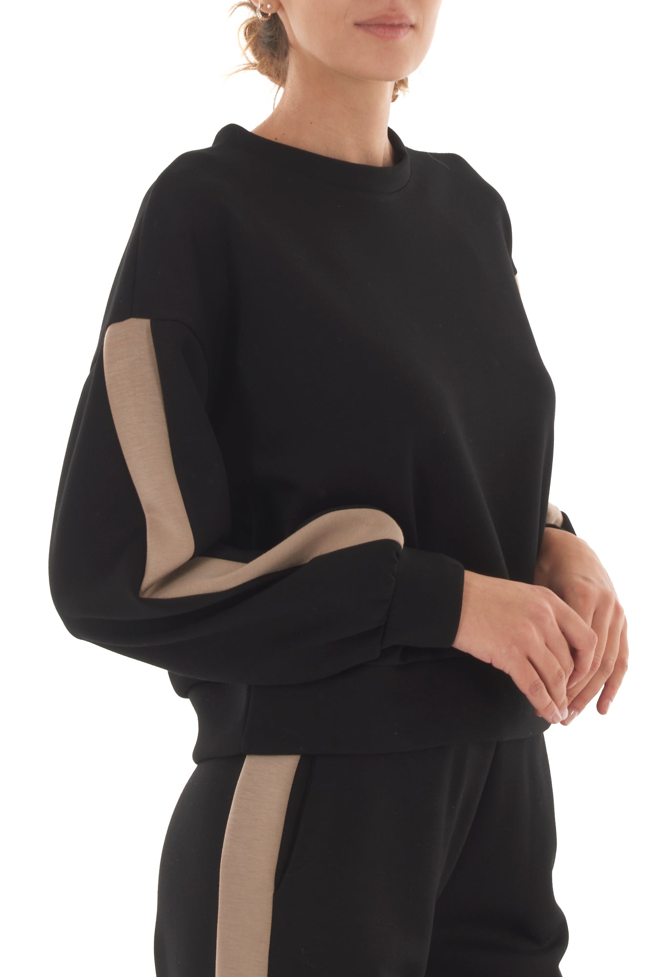 Felpa con banda laterale Metoo - Nero