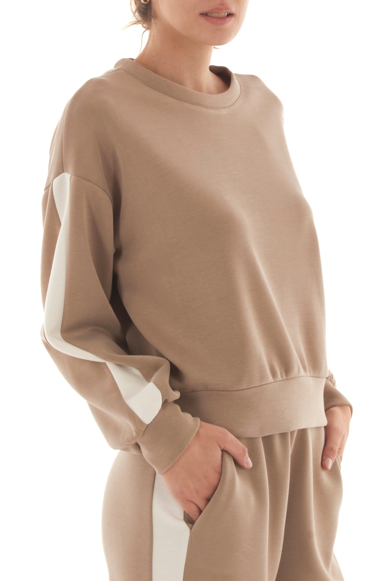 Felpa con banda laterale Metoo - Tabacco