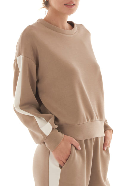 Felpa con banda laterale Metoo - Tabacco