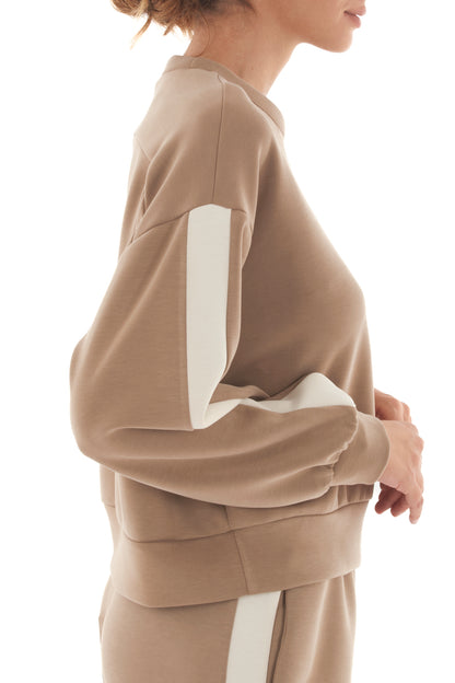 Felpa con banda laterale Metoo - Tabacco