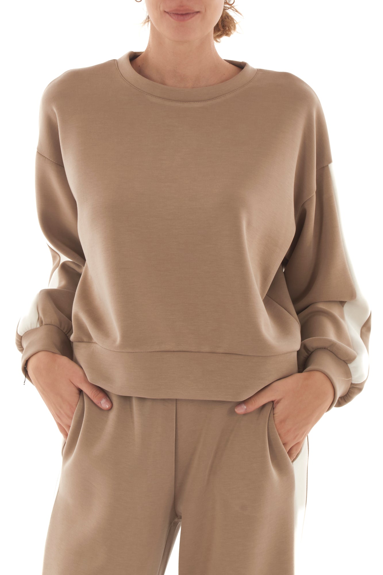 Felpa con banda laterale Metoo - Tabacco