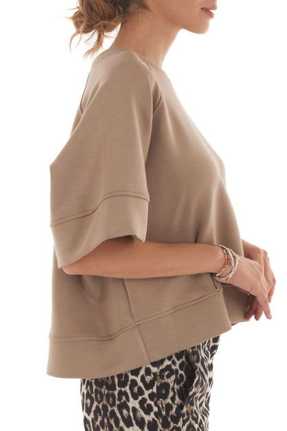 Felpa mezze maniche Metoo - Tabacco