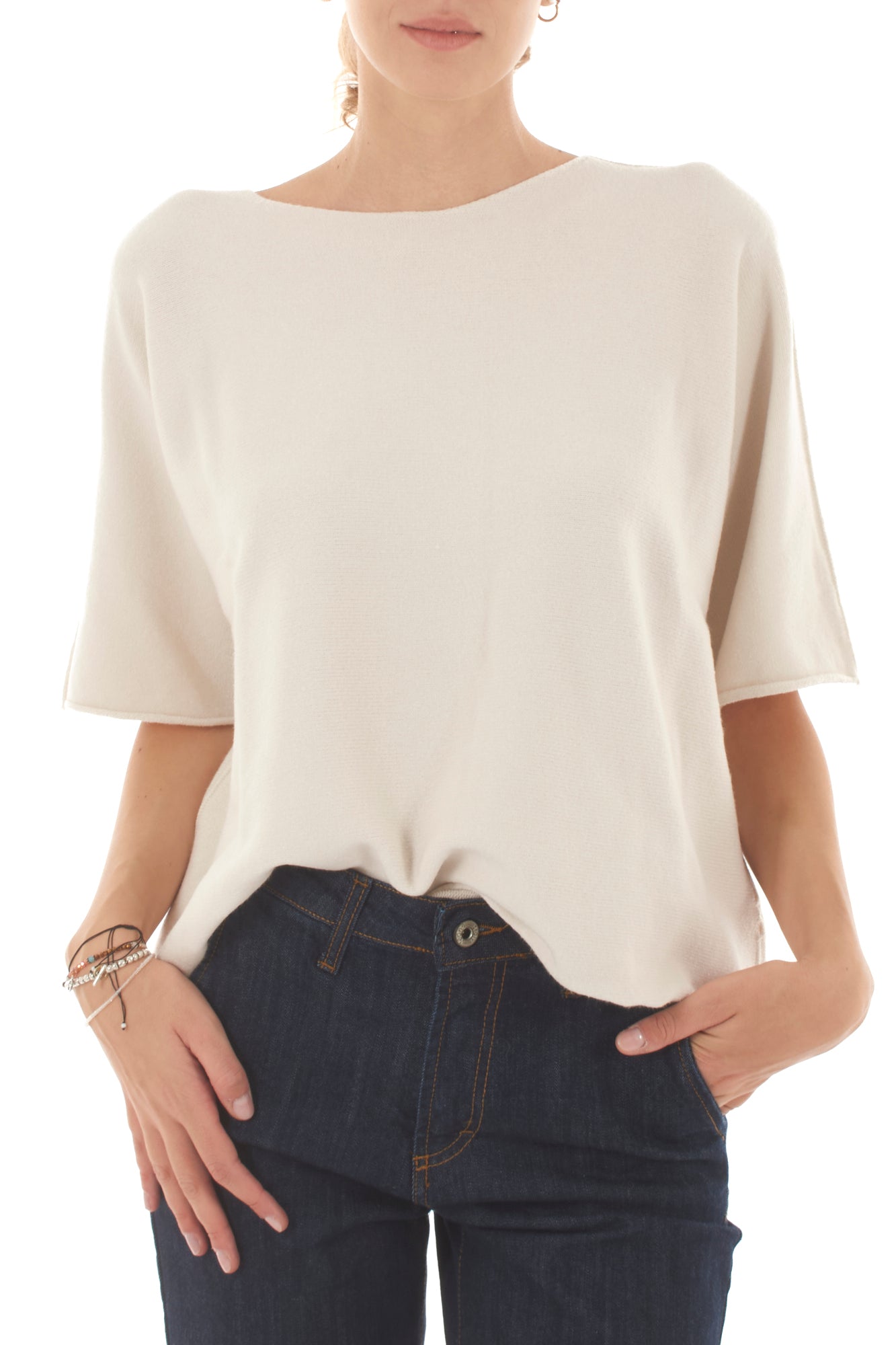 Maglione mezze maniche Metoo - Burro