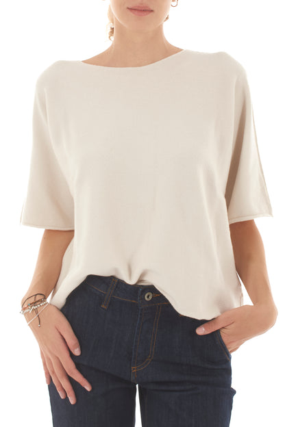 Maglione mezze maniche Metoo - Burro