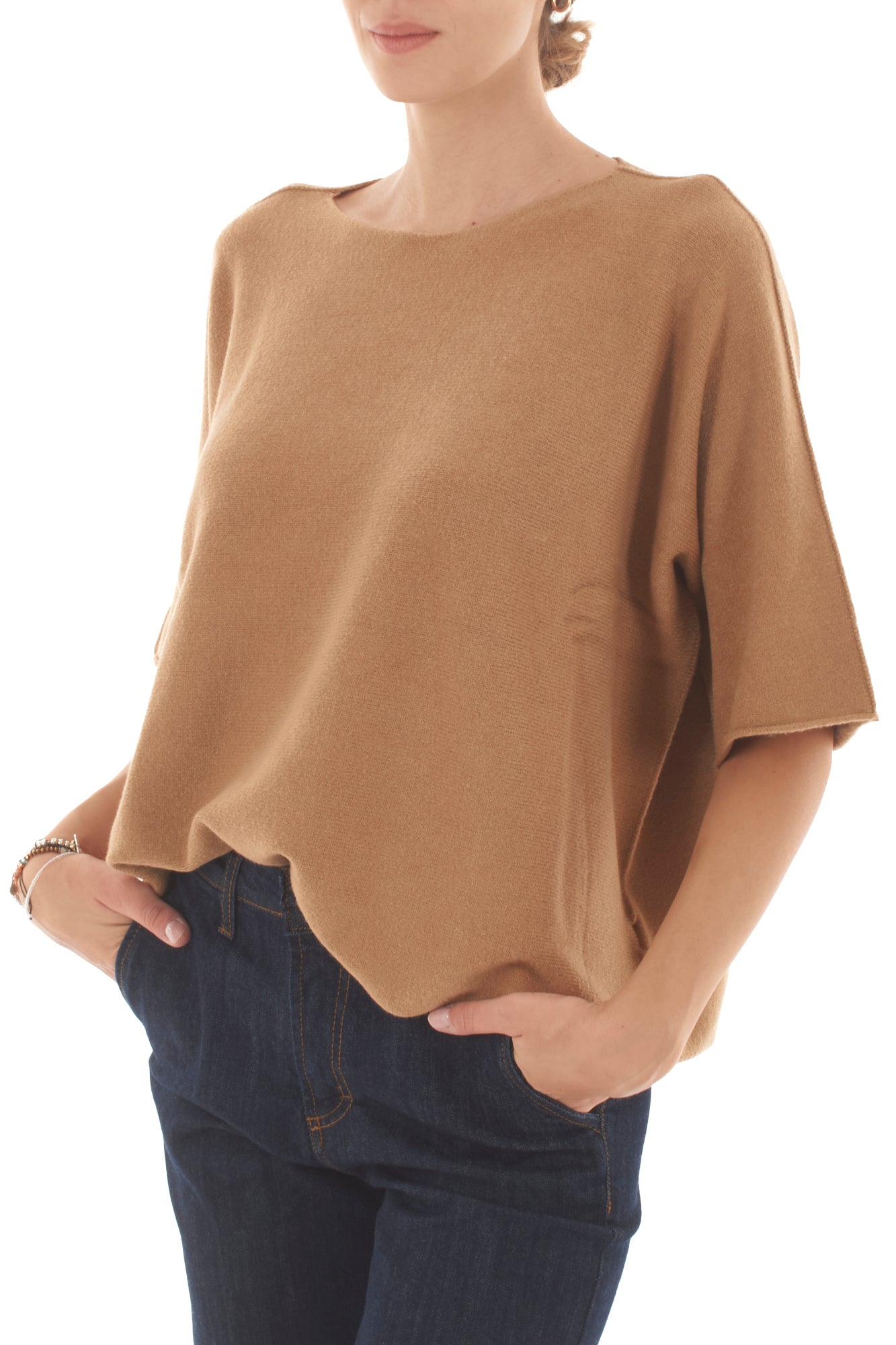 Maglione mezze maniche Metoo - Sabbia