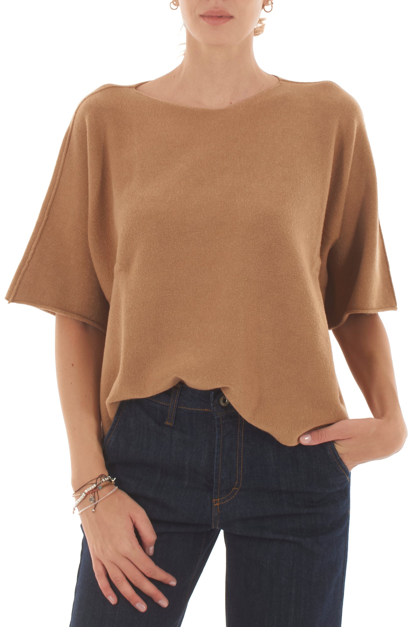 Maglione mezze maniche Metoo - Sabbia