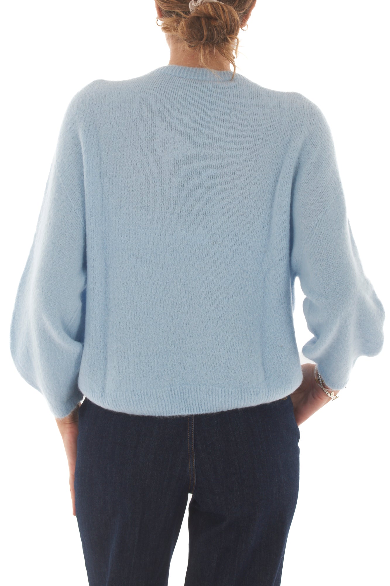 Maglione girocollo Metoo - Celeste