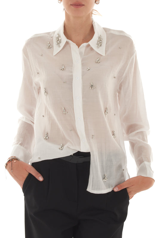 Camicia con pietre Metoo - Bianco