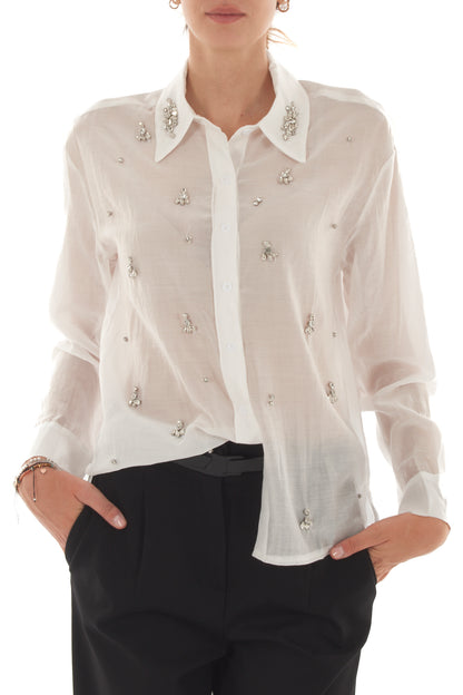 Camicia con pietre Metoo - Bianco