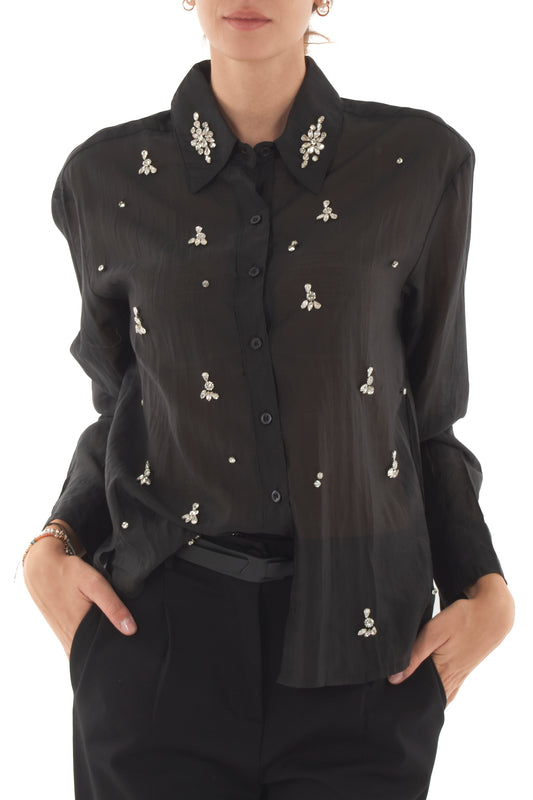 Camicia con pietre Metoo - Nero