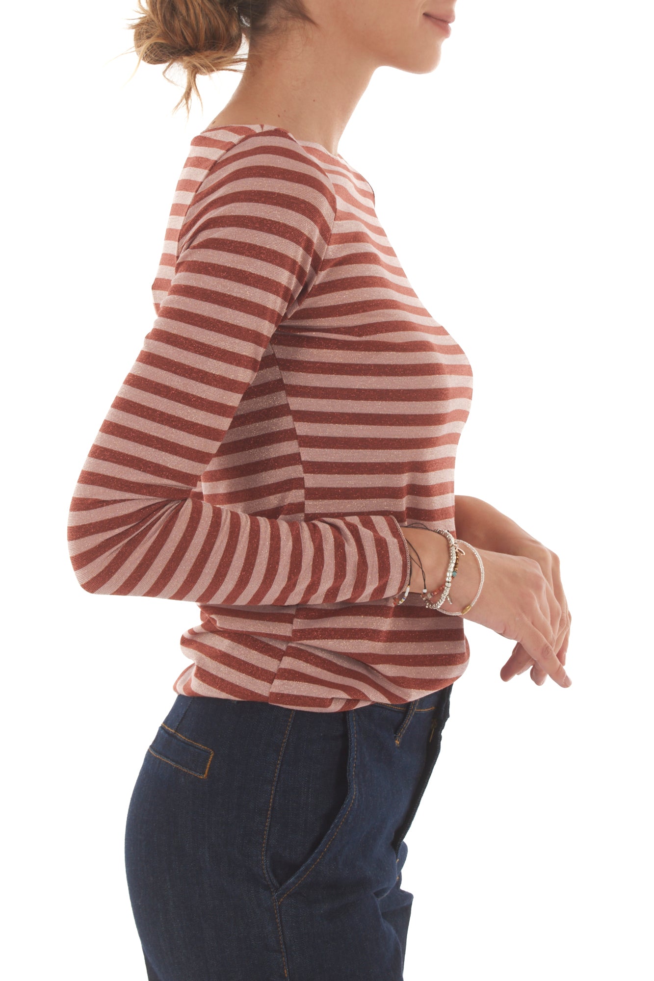 Maglia rigata con lurex Metoo Rosa