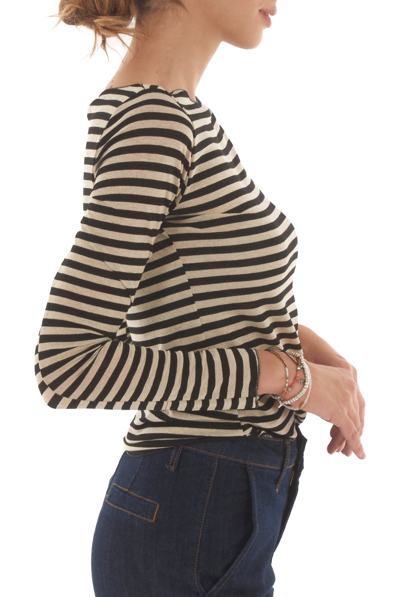 Maglia rigata con lurex Metoo - Sabbia