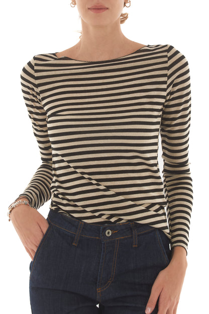 Maglia rigata con lurex Metoo - Sabbia