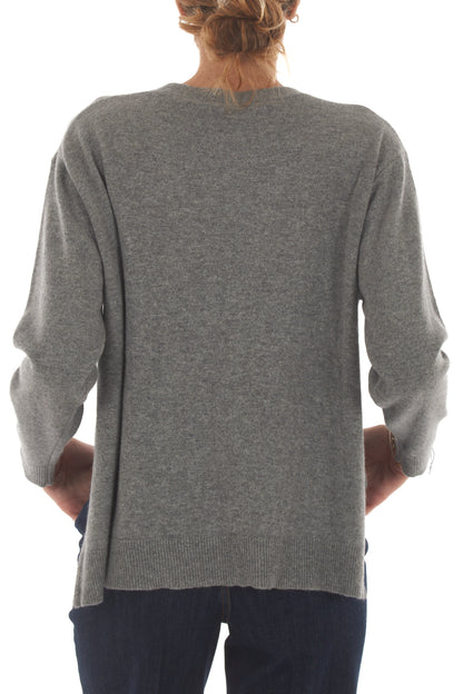 Cardiga con spacchi laterali misto cachemire Metoo - Grigio