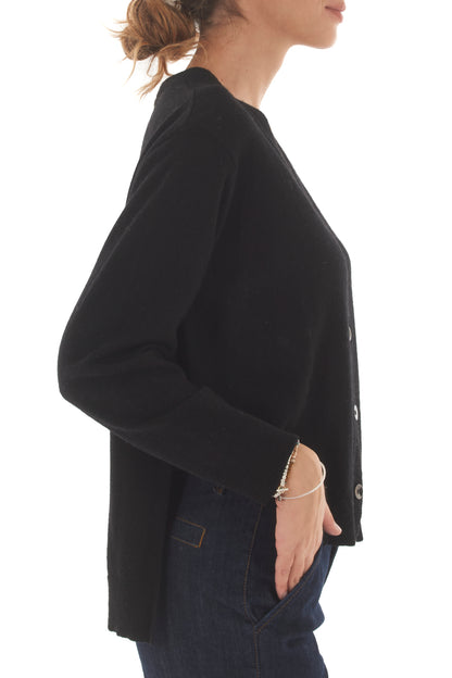 Cardigan con spacchi laterali misto cachemire Metoo - Nero
