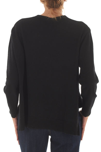 Cardigan con spacchi laterali misto cachemire Metoo - Nero