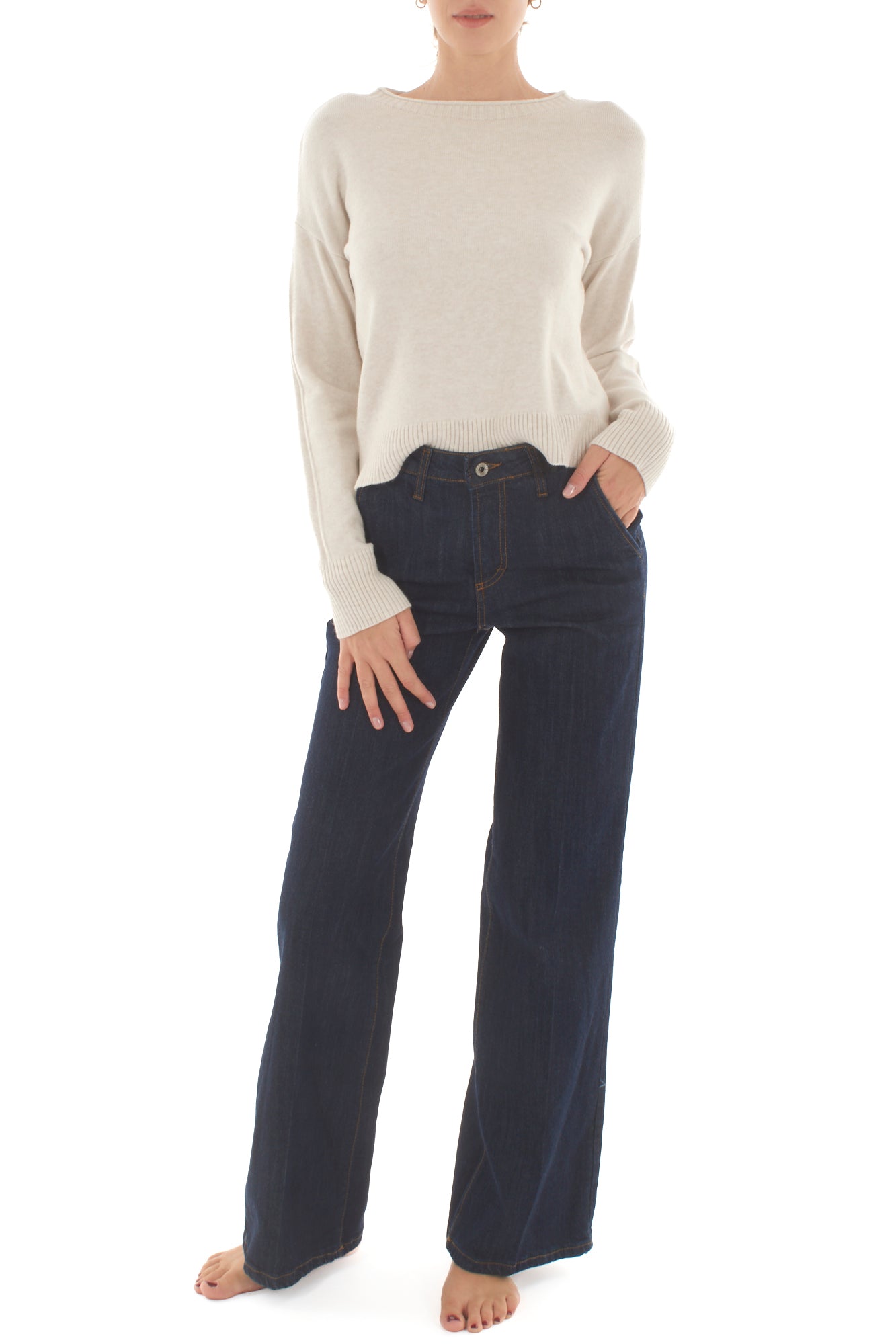 Maglione con spacchetti Metoo - Burro