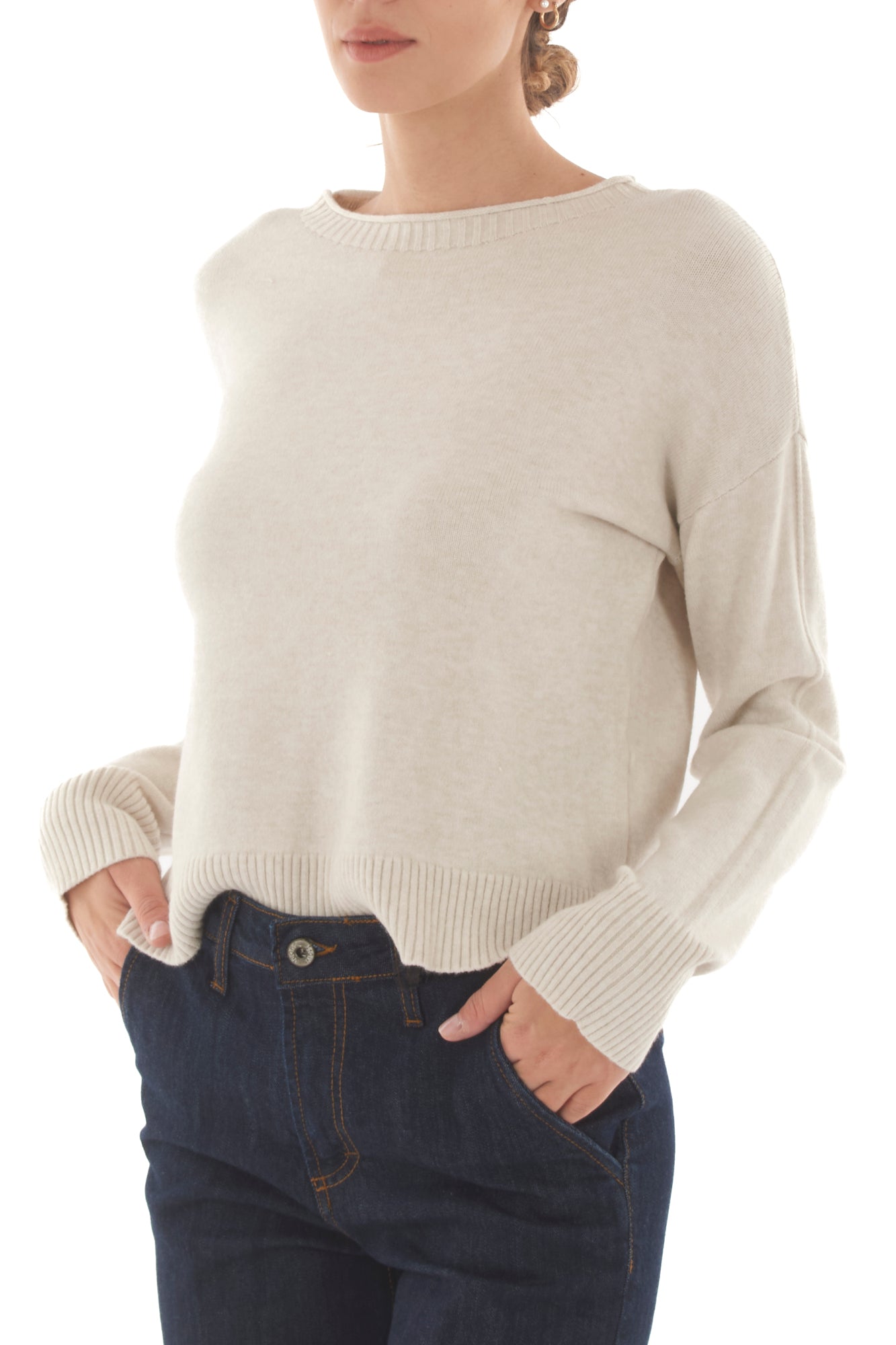 Maglione con spacchetti Metoo - Burro