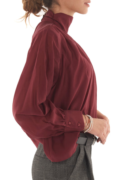 Blusa con collo alla coreana Motel - Burgundy