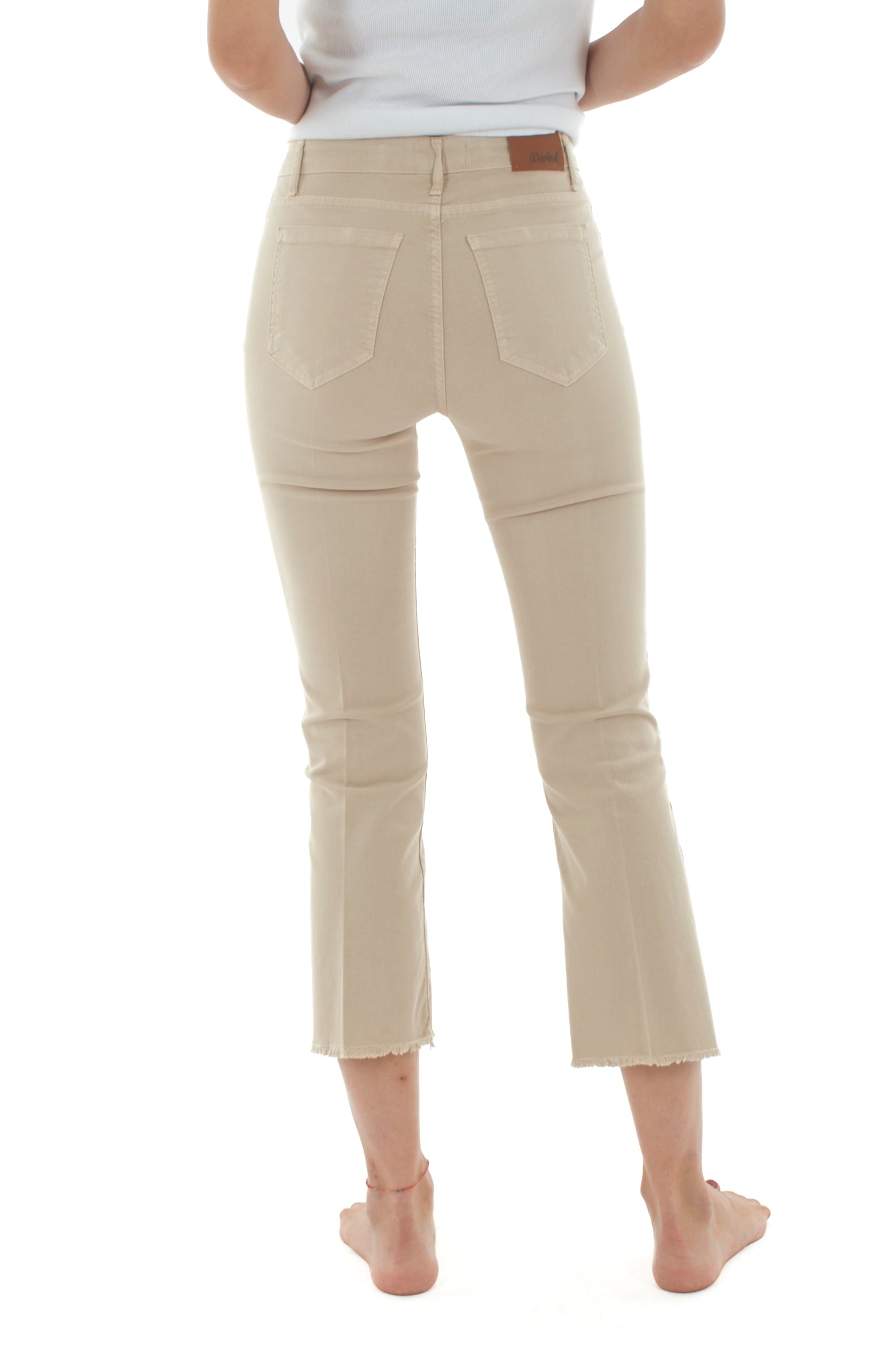 Jeans zampetta sfrangiato da Donna Motel - Beige