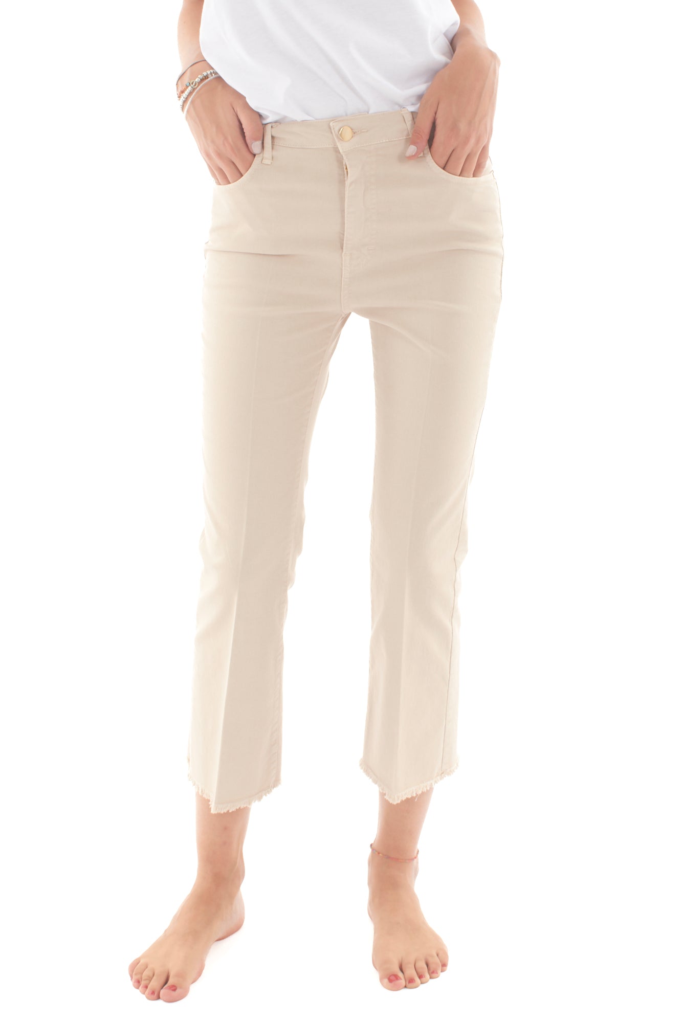 MOTEL Jeans zampetta sfrangiato da Donna Motel - Beige Beige