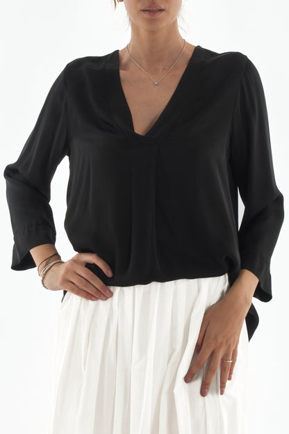 Blusa a v manica lunga da Donna Motel - Nero