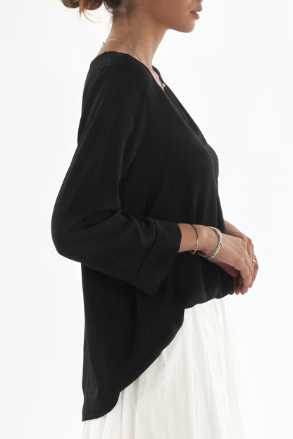 Blusa a v manica lunga da Donna Motel - Nero