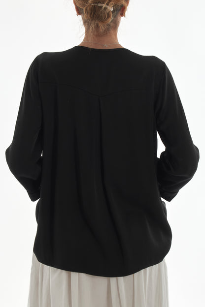 Blusa a v manica lunga da Donna Motel - Nero