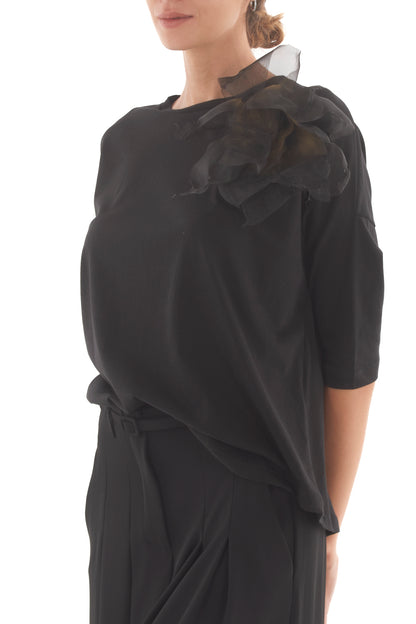 T-shirt con spilla Souvenir - Nero