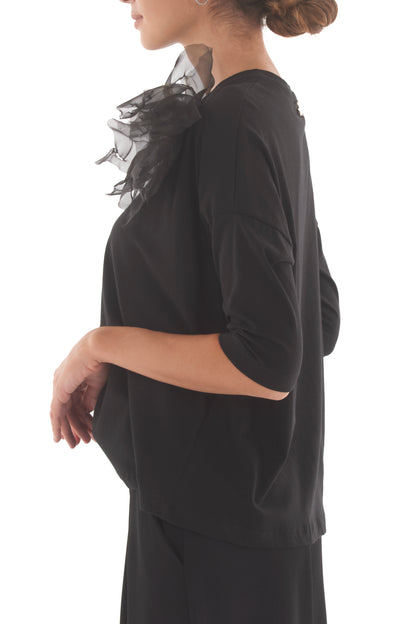 T-shirt con spilla Souvenir - Nero