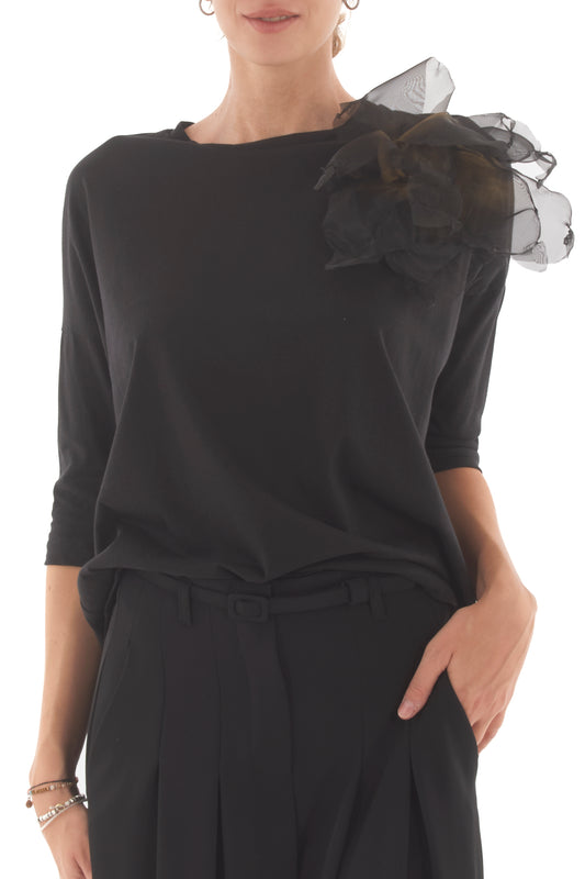 T-shirt con spilla Souvenir - Nero