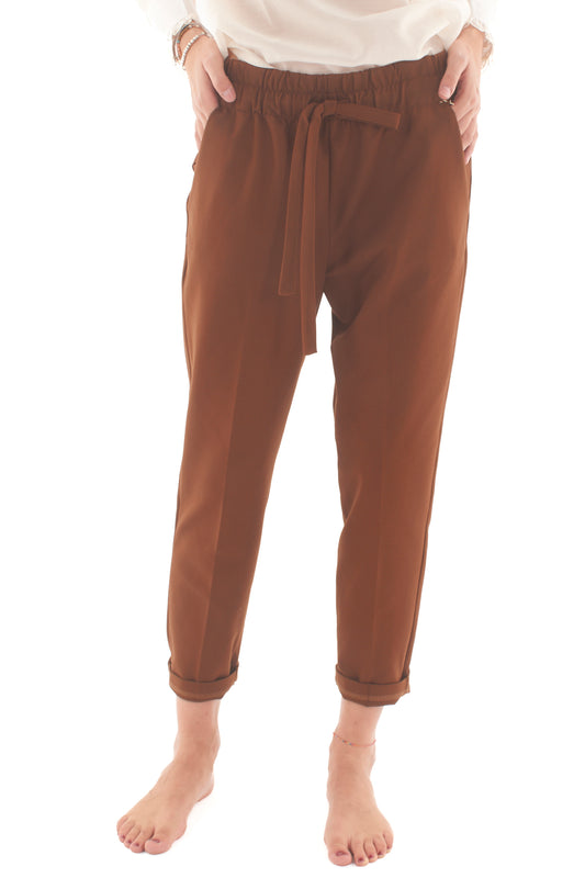 Pantalone con risvolto Souvenir - Tabacco
