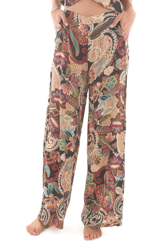 Pantalone a palazzo fantasia Susy mix - Nero