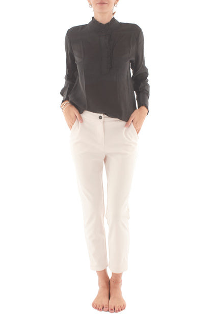 Camicia con collo alla coreana Susy mix - Nero