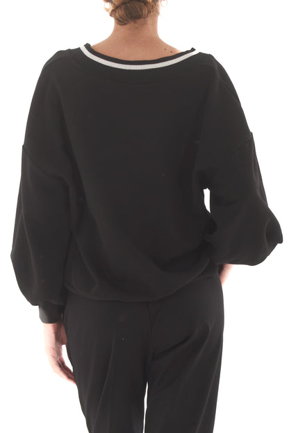 Felpa a v Susy mix - Nero