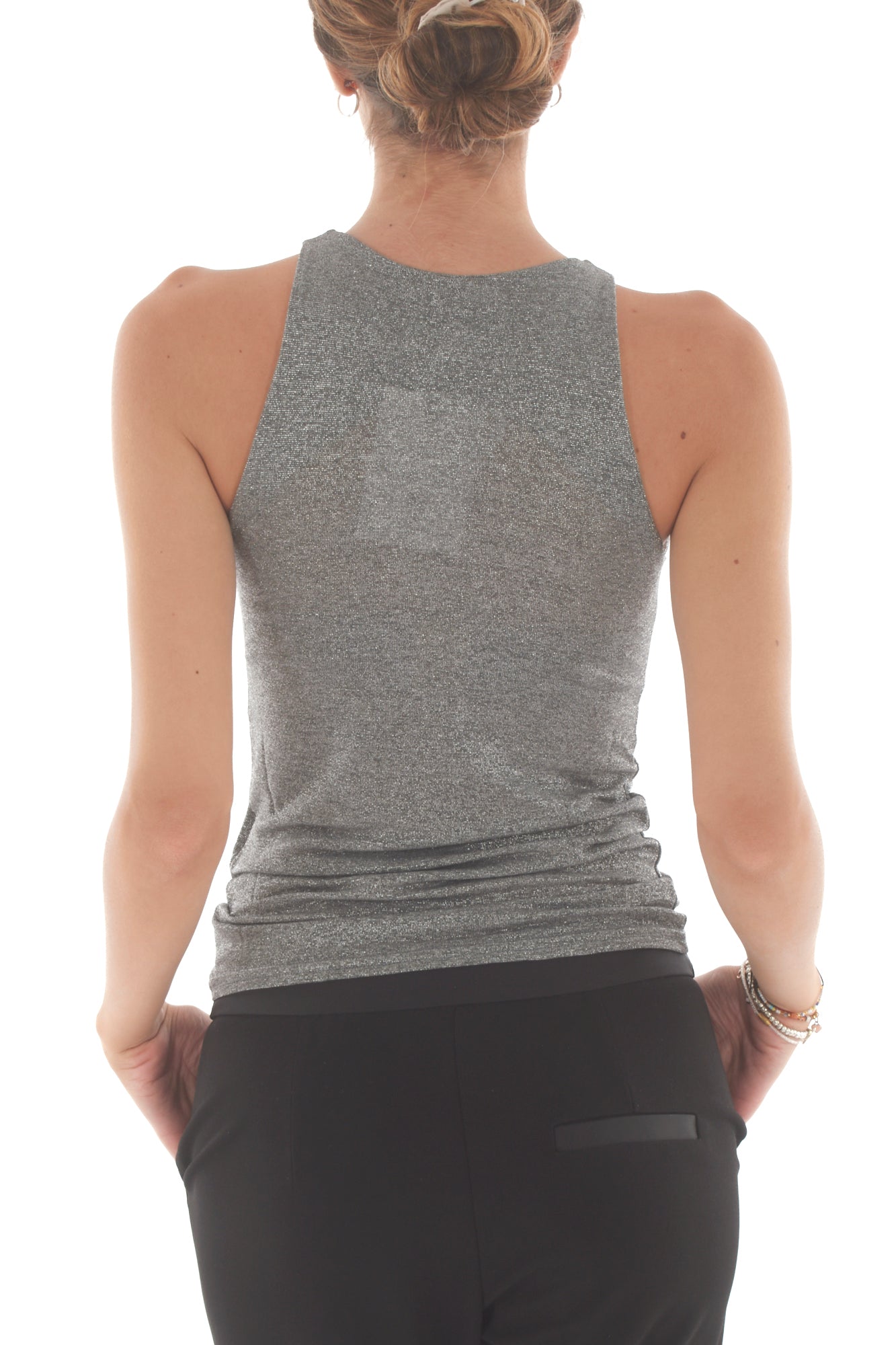 top in lurex Susy mix - Grigio