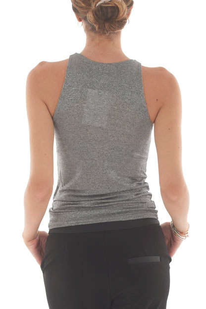 top in lurex Susy mix - Grigio