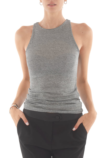 top in lurex Susy mix - Grigio