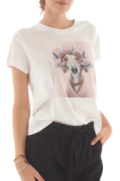 T- shirt con cane Susy mix - Bianco