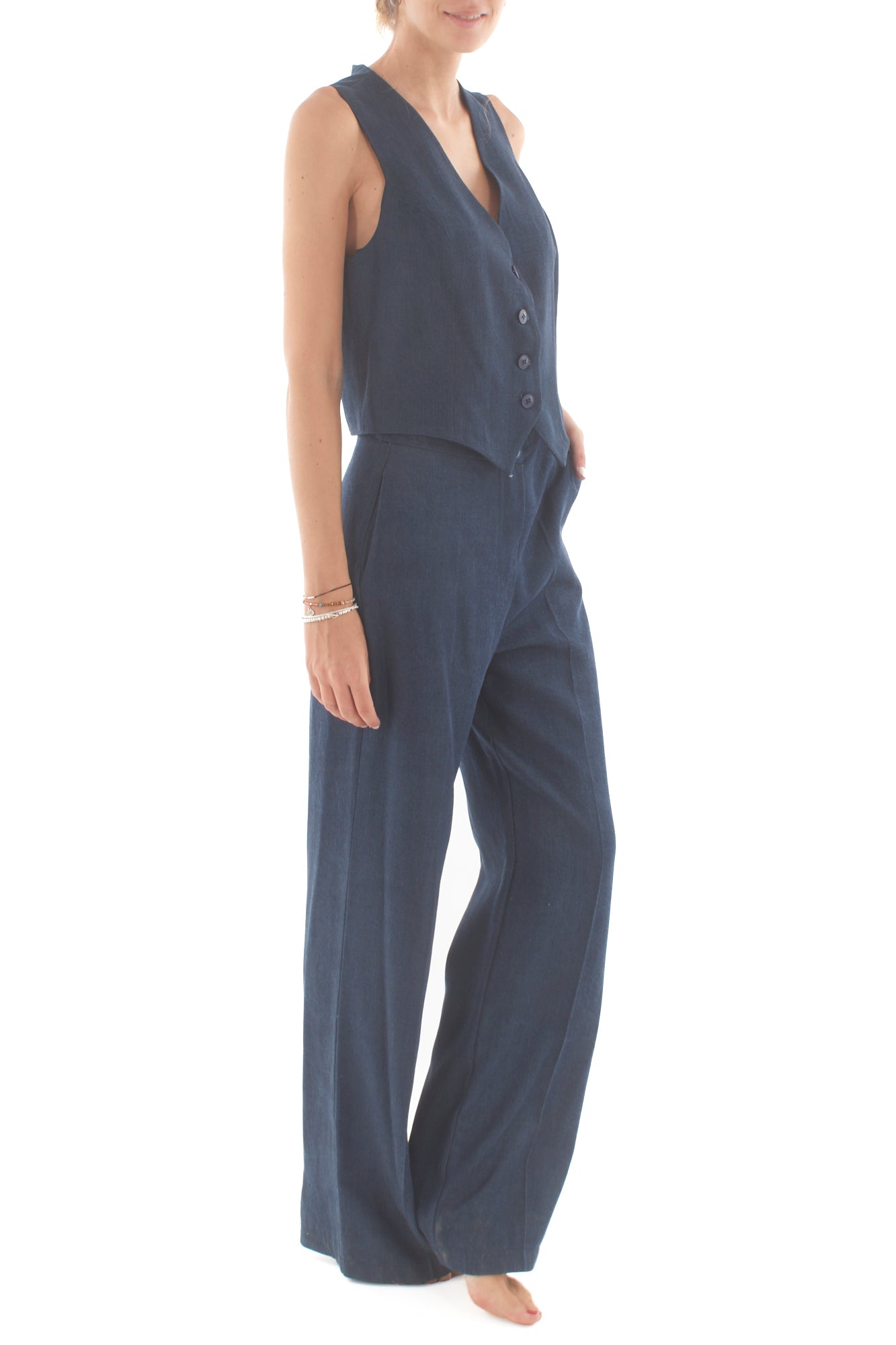 Completo gilet + pantalone Susy mix - Blu