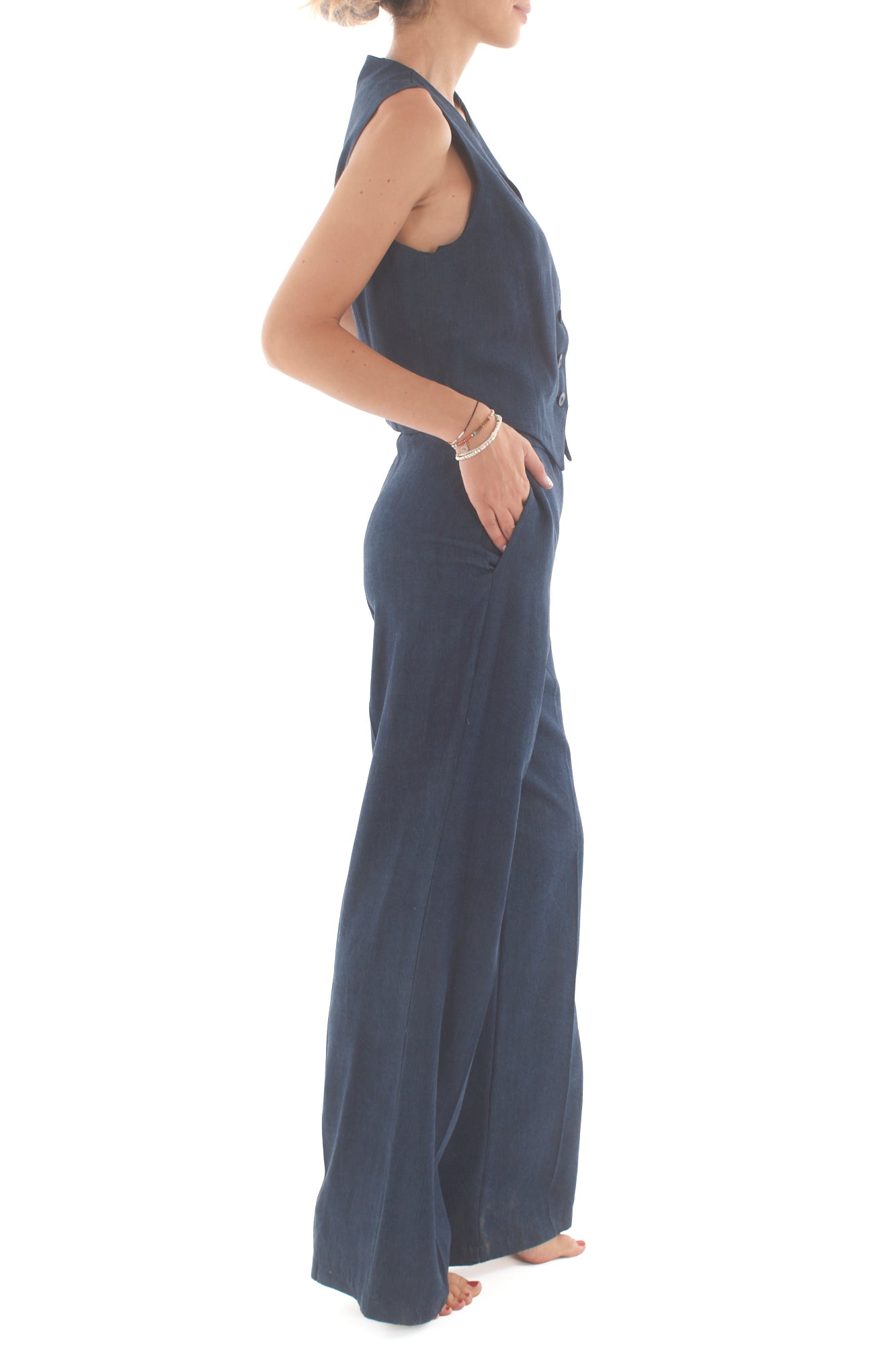 Completo gilet + pantalone Susy mix - Blu