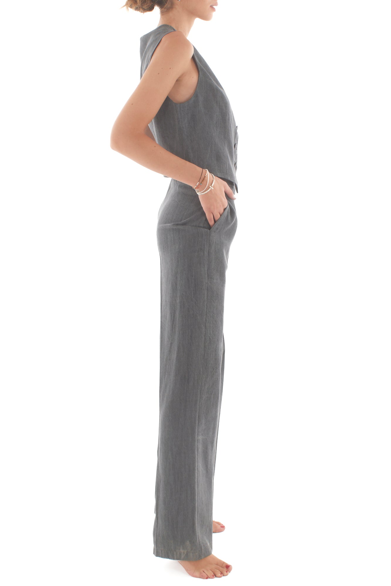 Completo gilet + pantalone Susy mix - Grigio