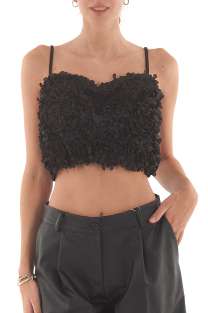 Top con fiorellini Susy mix - Nero