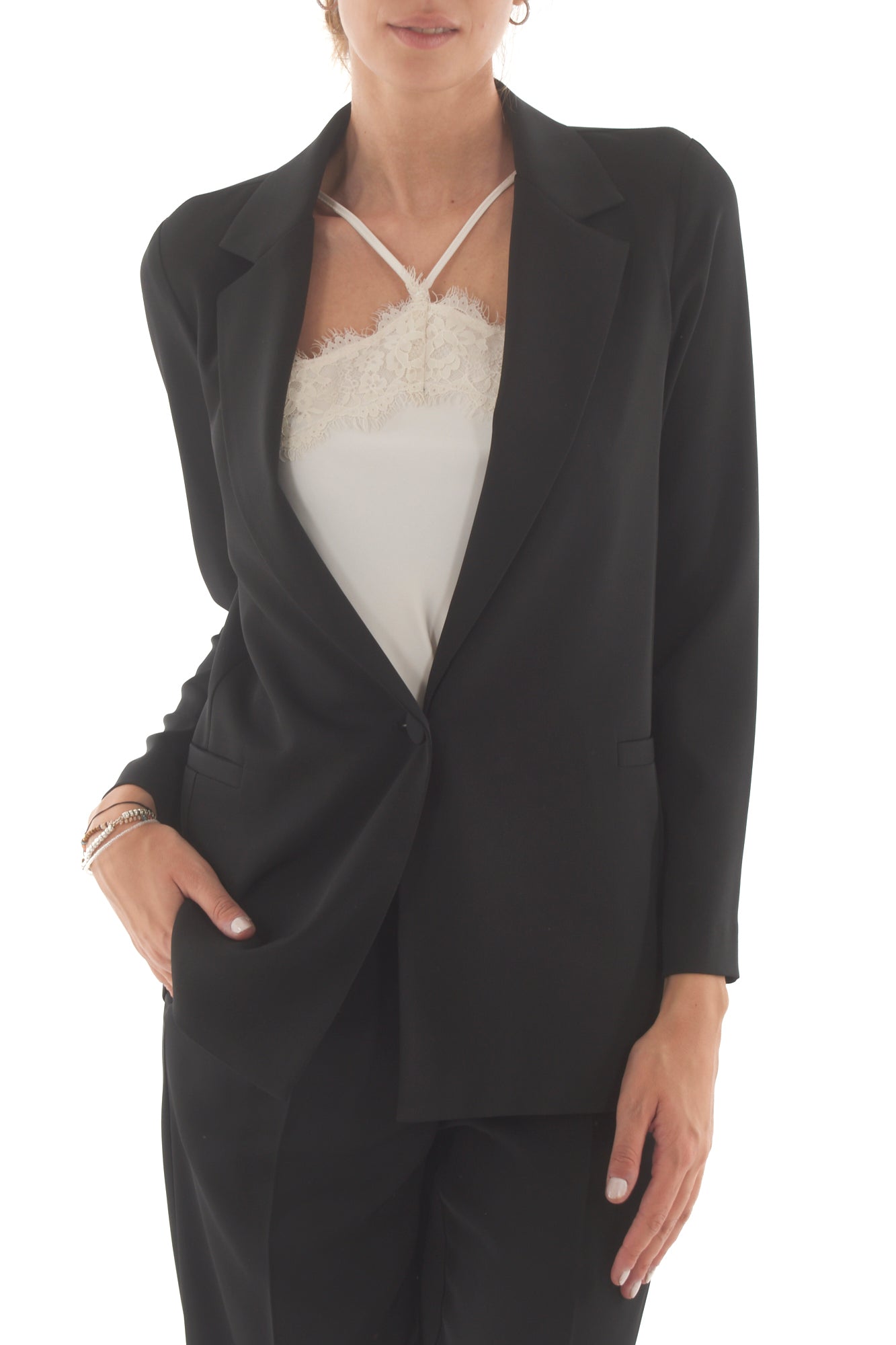 Giacca un bottone Susy mix - Nero