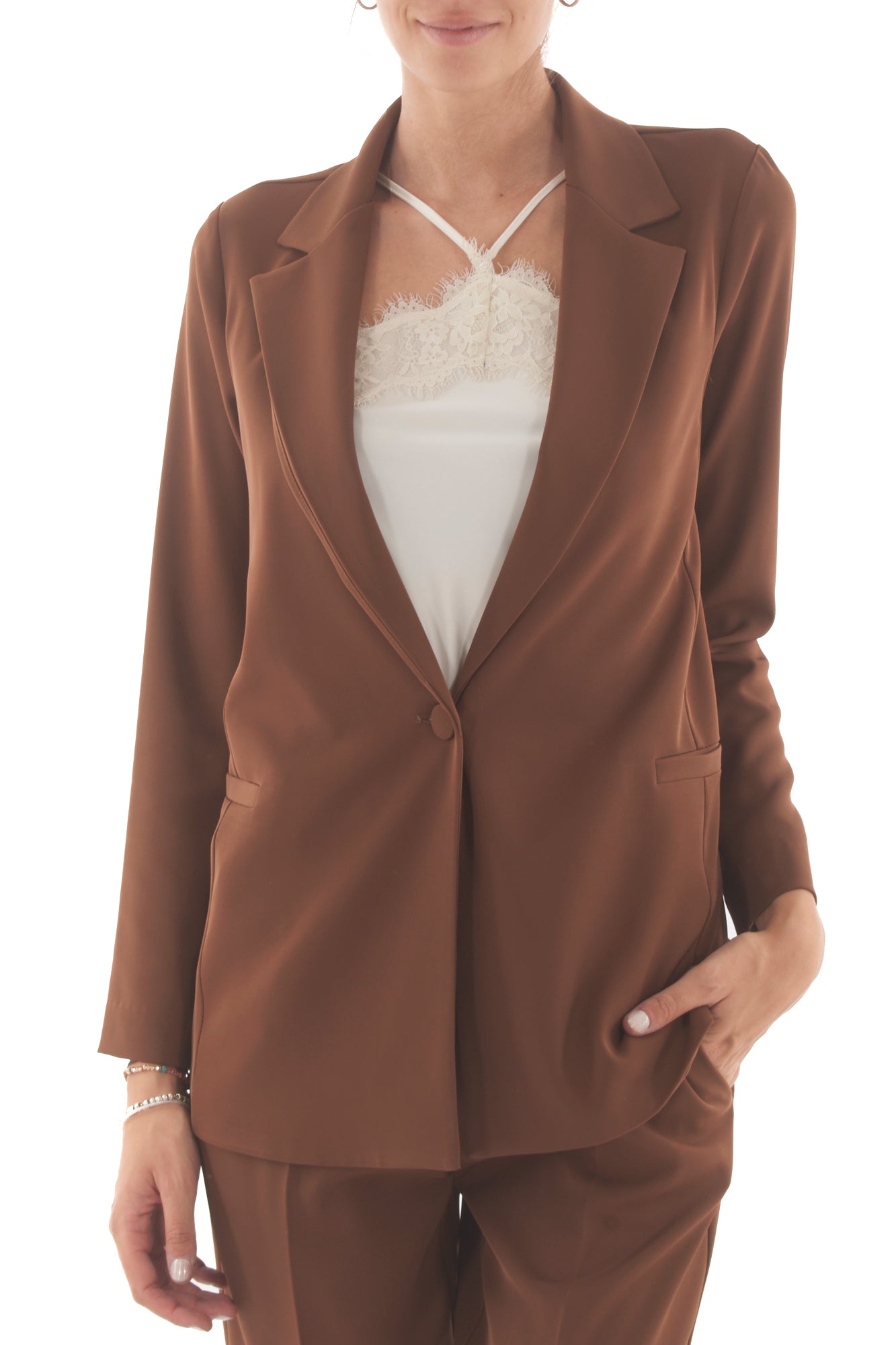 Giacca un bottone Susy mix - Tabacco